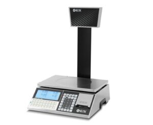 Photo d'une balance poids prix à ticket à colonne HELMAC GPELT