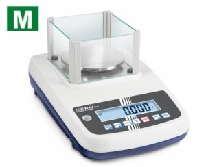 Photo d'une balance de précision et de pharmacie KERN EWJ avec cage de protection en verre