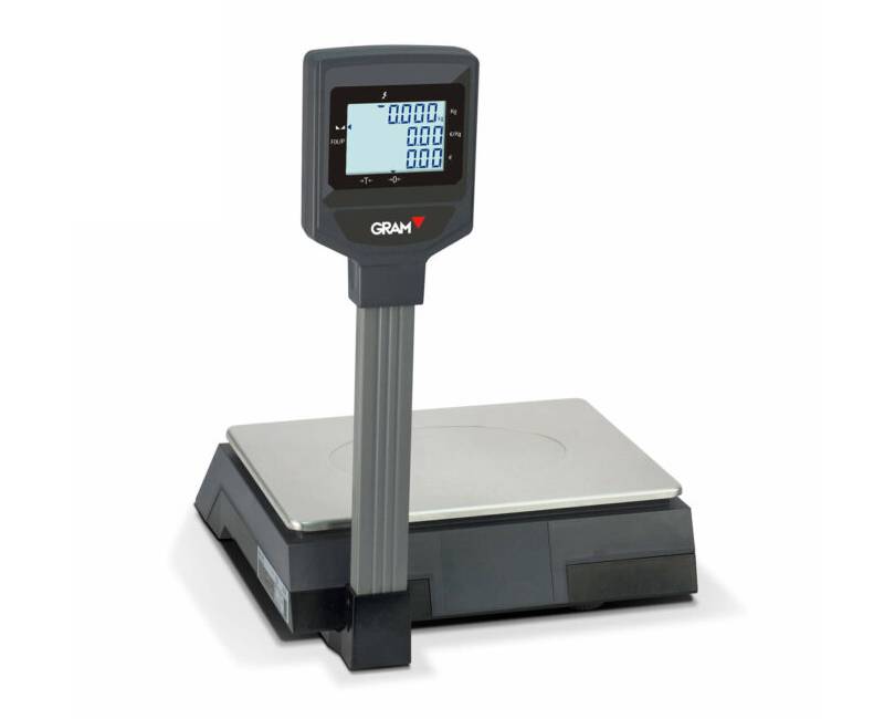 Photo d'une balance poids prix sans ticket ZFOC avec colonne côté client